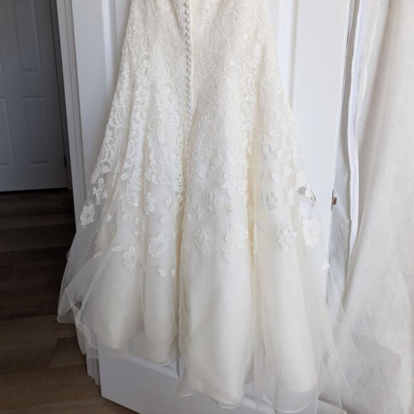 Oleg Cassini for David's Bridal Cap Sleeve Tea-Length Wedding Dress - Picture 6 of 14